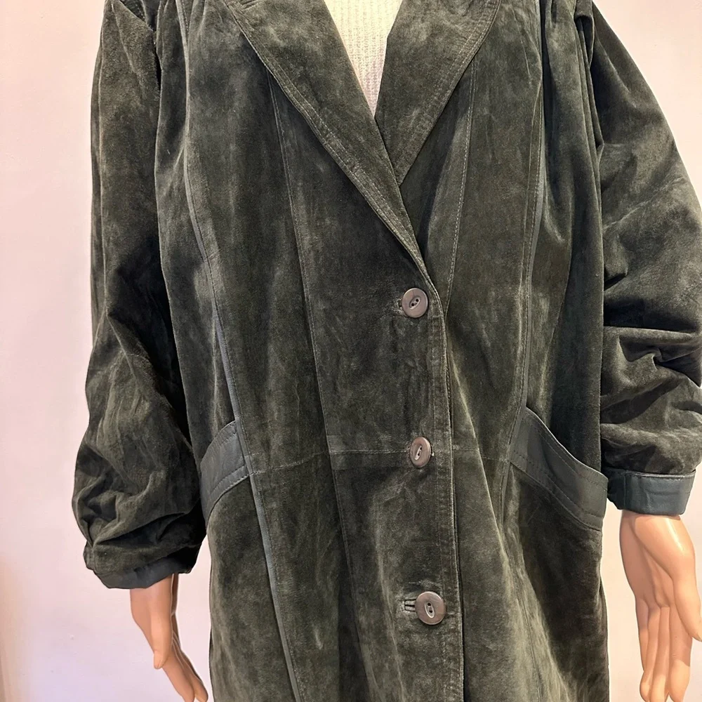 Naturel Women's Vintage Leather Jacket in Green - Picture 7 of 12